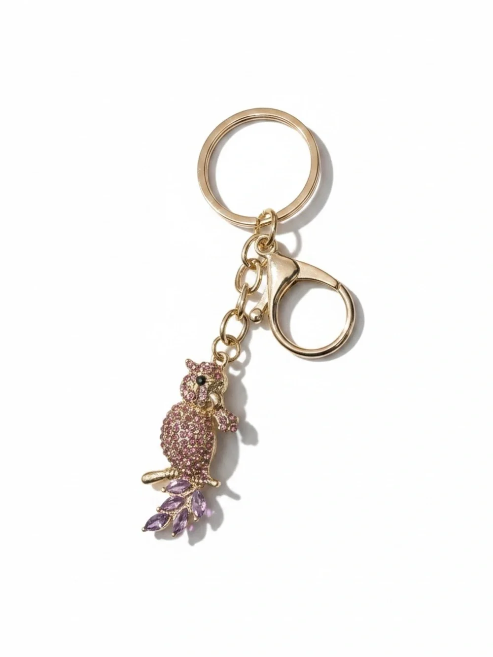 Parraket Keychain with Pink and Purple Crystals